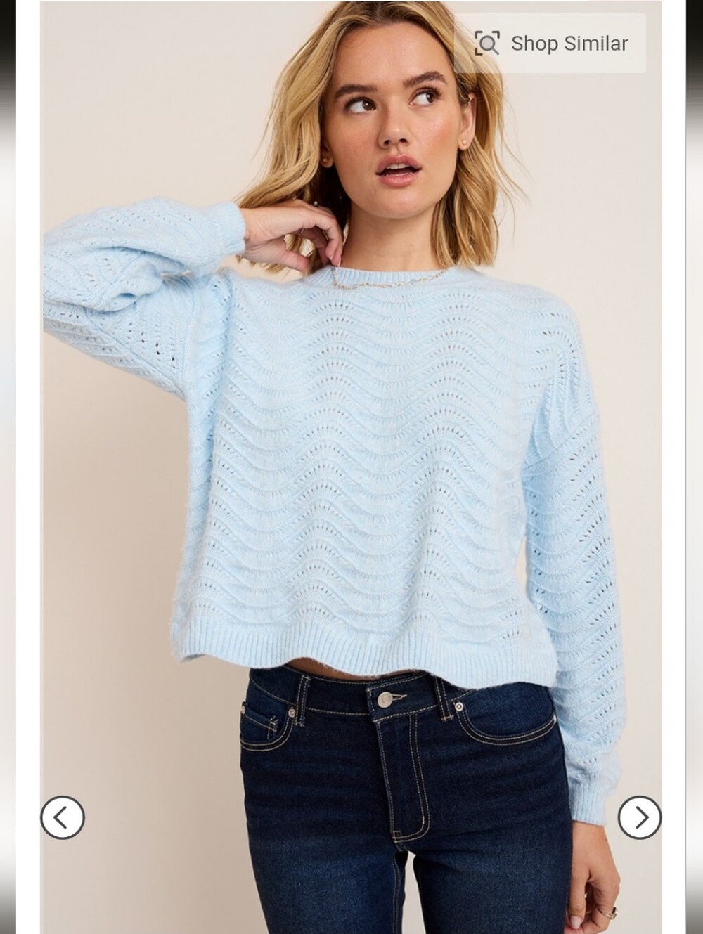 Francesca's Collections Sara Pointelle Pullover Sweater- S